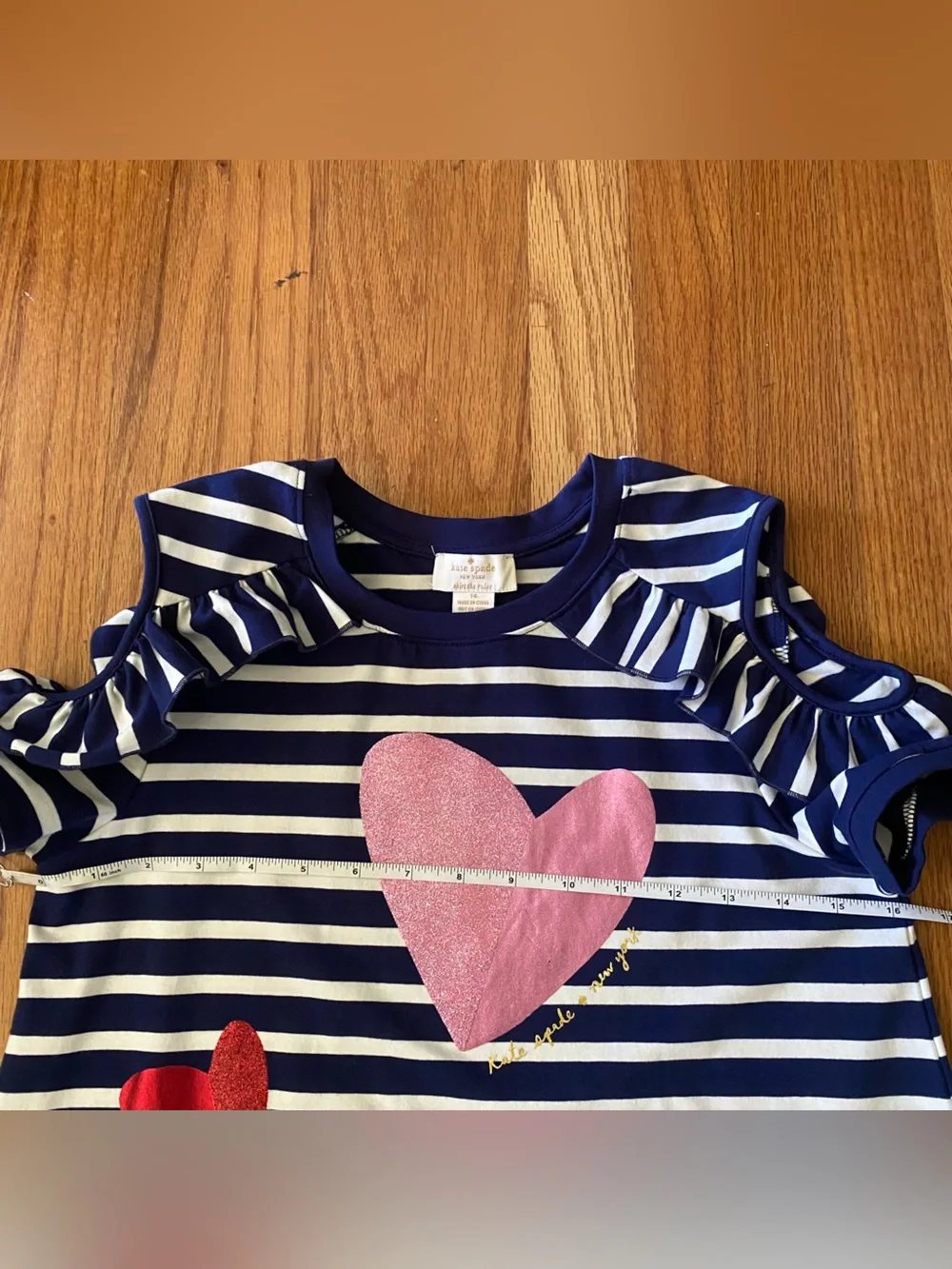 kate spade Stripe cold Shoulder Dress with Multicolor Foil Hearts